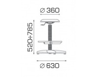 Dielenská stolička s čalúneným sedákom Goliat/Ring Base - čierna