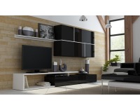 Komoda na stenu Goya - čierna / čierny lesk / biela