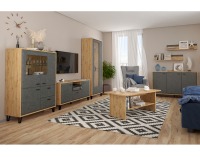 Vitrína Grabie 2W - dub navarra / grafit