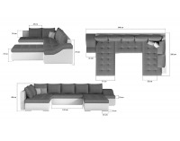 Rohová sedačka U s rozkladom a úložným priestorom Grosseto P - čierna (Sawana 14) / biela (Soft 17)