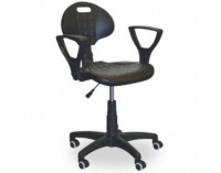 Dielenská stolička na kolieskach s lakťovou opierkou GTP - čierna