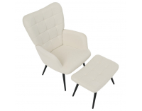 Kreslo s podnožou Haben - biela (Velvet) / čierna