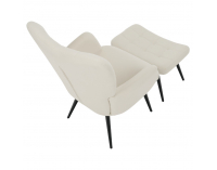 Kreslo s podnožou Haben - biela (Velvet) / čierna