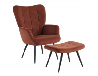 Kreslo s podnožou Haben - hnedá (Velvet) / čierna