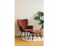 Kreslo s podnožou Haben - hnedá (Velvet) / čierna