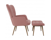 Kreslo s podnožou Haben - ružová (Velvet) / čierna