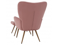 Kreslo s podnožou Haben - ružová (Velvet) / čierna