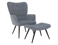 Kreslo s podnožou Haben - sivá (Velvet) / čierna