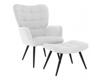 Kreslo s podnožou Haben - svetlosivá (Velvet) / čierna