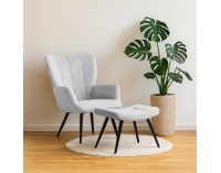 Kreslo s podnožou Haben - svetlosivá (Velvet) / čierna