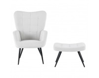 Kreslo s podnožou Haben - svetlosivá (Velvet) / čierna