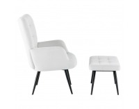 Kreslo s podnožou Haben - svetlosivá (Velvet) / čierna