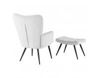 Kreslo s podnožou Haben - svetlosivá (Velvet) / čierna