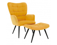 Kreslo s podnožou Haben - žltá (Velvet) / čierna