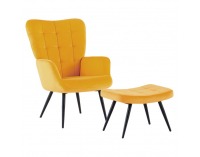 Kreslo s podnožou Haben - žltá (Velvet) / čierna