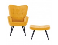 Kreslo s podnožou Haben - žltá (Velvet) / čierna
