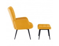 Kreslo s podnožou Haben - žltá (Velvet) / čierna