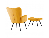 Kreslo s podnožou Haben - žltá (Velvet) / čierna