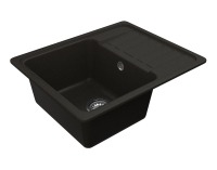 Granitový kuchynský drez so sifónom Hal HNB 02-57 57x46 cm - čierna