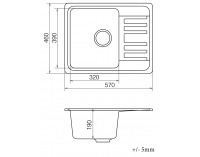Granitový kuchynský drez so sifónom Hal HNB 02-57 57x46 cm - čierna
