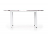 Rozkladací jedálenský stôl Alston - béžové sklo / biely kov