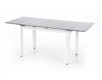Rozkladací jedálenský stôl Alston - čierne sklo / biely kov