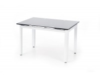 Rozkladací jedálenský stôl Alston - čierne sklo / biely kov