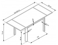 Rozkladací jedálenský stôl Alston - čierne sklo / biely kov