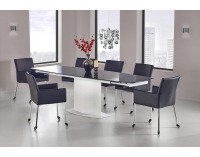 Sklenený rozkladací jedálenský stôl Anderson - čierna / biela