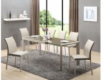 Sklenený rozkladací jedálenský stôl Arabis - svetlohnedá / béžová