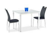 Jedálenský stôl Argus - biele sklo / biely kov