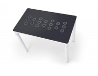 Jedálenský stôl Argus - čierne sklo / biely kov