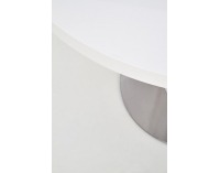 Okrúhly jedálenský stôl Atticus - biely lesk / nerezová