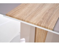 Sklenený rozkladací jedálenský stôl Cameron - champagne lesk / dub sonoma