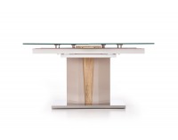 Sklenený rozkladací jedálenský stôl Cameron - champagne lesk / dub sonoma