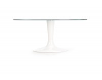 Sklenený jedálenský stôl Coral - priehľadná / biely lesk
