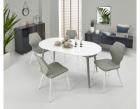 Rozkladací jedálenský stôl Crispin - biely lesk / sivá