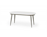 Rozkladací jedálenský stôl Crispin - biely lesk / sivá