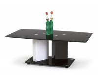 Sklenený konferenčný stolík Debra - čierny lesk / biely lesk