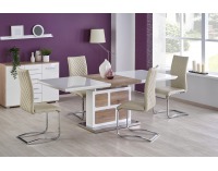 Rozkladací jedálenský stôl Domus - biely lesk / dub san remo