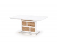 Rozkladací jedálenský stôl Domus - biely lesk / dub san remo