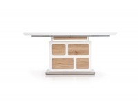 Rozkladací jedálenský stôl Domus - biely lesk / dub san remo