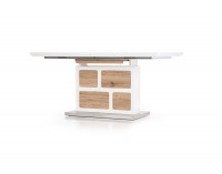 Rozkladací jedálenský stôl Domus - biely lesk / dub san remo