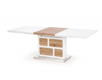 Rozkladací jedálenský stôl Domus - biely lesk / dub san remo