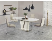 Rozkladací jedálenský stôl Iberis - krémový lesk / sivý lesk