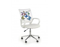 Detská stolička na kolieskach s podrúčkami Ibis - biela / vzor motýle