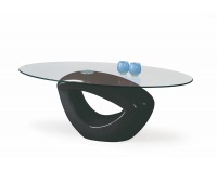 Sklenený konferenčný stolík Jasmin - čierny lesk / priehľadná
