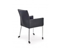 Jedálenské kreslo na kolieskach K256 - čierna / chróm
