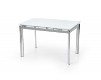 Sklenený rozkladací jedálenský stôl Lambert - biela / chróm