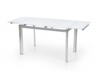 Sklenený rozkladací jedálenský stôl Lambert - biela / chróm